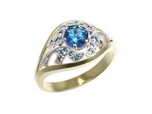 gold ring with a diamond 36 3D Model