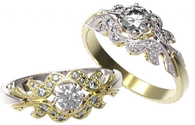 gold ring with a diamond 37 Model 3D .c4d .max .obj .3ds .fbx .stl .blend 