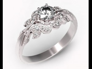 gold ring with a diamond 37 Model 3D