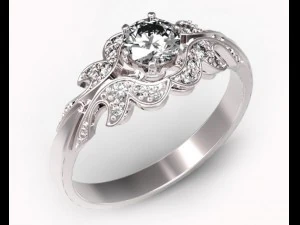 gold ring with a diamond 37 3D Model