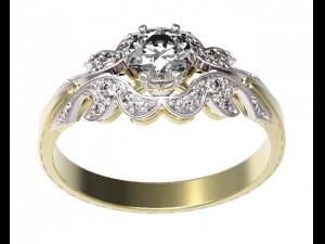 gold ring with a diamond 37 Model 3D
