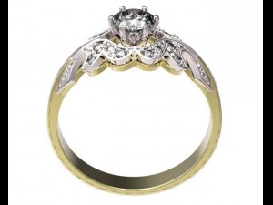 gold ring with a diamond 37 Model 3D