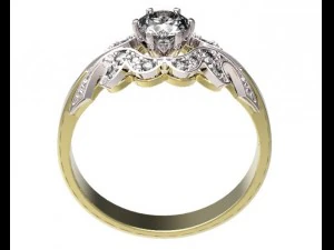 gold ring with a diamond 37 3D Model