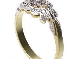 gold ring with a diamond 37 Model 3D