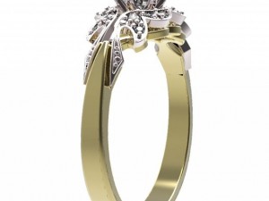 gold ring with a diamond 37 Model 3D