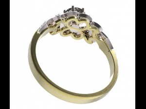 gold ring with a diamond 37 3D Model