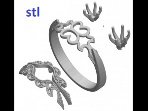 gold ring with a diamond 37 Model 3D