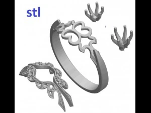 gold ring with a diamond 37 3D Model