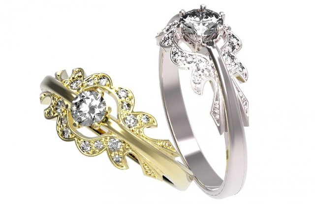gold ring with a diamond 39 3D Model .c4d .max .obj .3ds .fbx .stl .blend