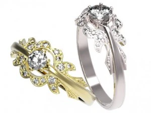 gold ring with a diamond 39 3D Model