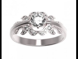 gold ring with a diamond 39 3D Model