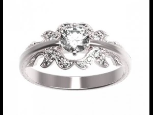 gold ring with a diamond 39 3D Model