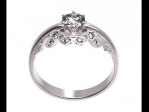 gold ring with a diamond 39 3D Model