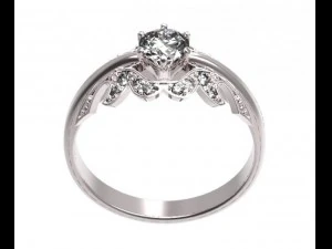 gold ring with a diamond 39 3D Model
