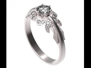 gold ring with a diamond 39 3D Model