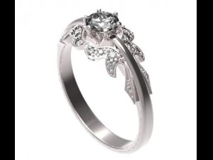 gold ring with a diamond 39 3D Model