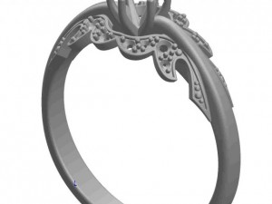 gold ring with a diamond 39 3D Model