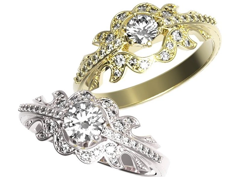 gold ring with a diamond 38 3D Model .c4d .max .obj .3ds .fbx .stl .blend