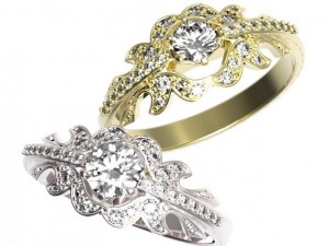 gold ring with a diamond 38 3D-Modell