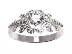 gold ring with a diamond 38 3Dモデル