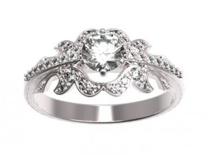 gold ring with a diamond 38 3D Model