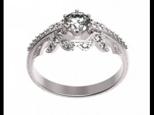gold ring with a diamond 38 3D Model