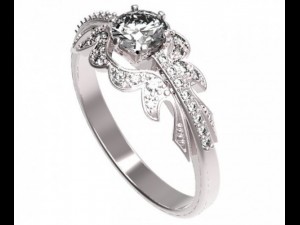 gold ring with a diamond 38 3Dモデル