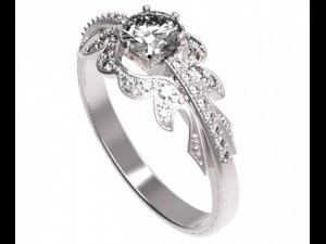 gold ring with a diamond 38 3D Model