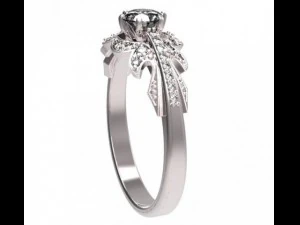 gold ring with a diamond 38 3D Model