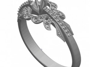gold ring with a diamond 38 3D Model