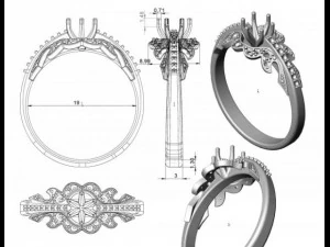 gold ring with a diamond 38 3D Model
