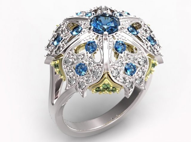 gold ring with a diamond 40 Model 3D .c4d .max .obj .3ds .fbx .stl .blend 