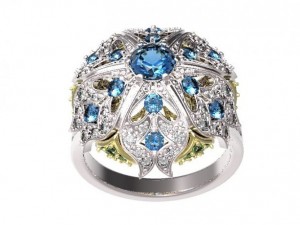gold ring with a diamond 40 Model 3D