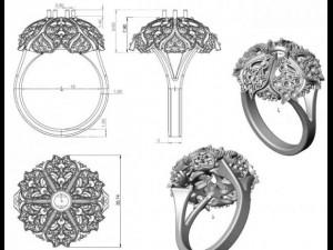 gold ring with a diamond 40 Model 3D