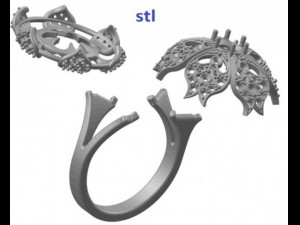 gold ring with a diamond 40 Model 3D