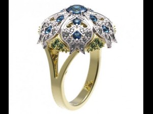 gold ring with a diamond 40 Model 3D