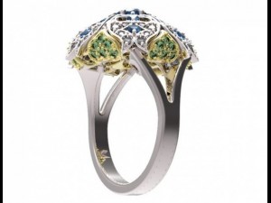 gold ring with a diamond 40 Model 3D