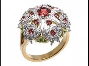 gold ring with a diamond 40 Model 3D