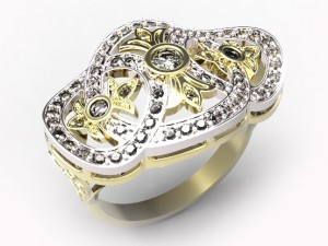 gold ring with a diamond 41 Model 3D