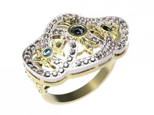 gold ring with a diamond 41 3D 모델