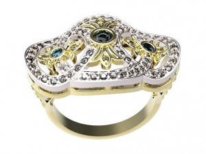 gold ring with a diamond 41 3D 모델
