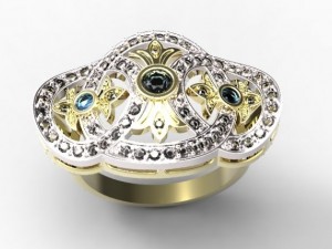 gold ring with a diamond 41 3D 모델