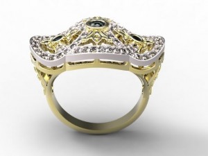gold ring with a diamond 41 3D 모델