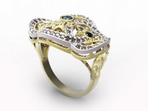gold ring with a diamond 41 3D 모델