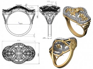 gold ring with a diamond 41 3D 모델