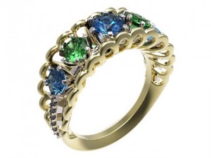 gold ring with a diamond 42 Modelo 3D