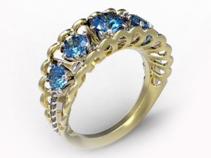 gold ring with a diamond 42 Modelo 3D