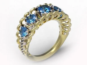 gold ring with a diamond 42 3D Model