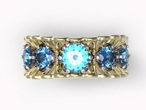 gold ring with a diamond 42 Modelo 3D