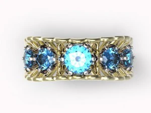 gold ring with a diamond 42 3D Model